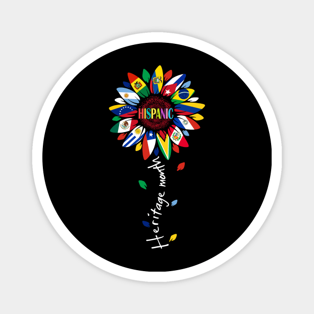 Hispanic Heritage Month Latino Countries Flags Sunflower Magnet by Magazine